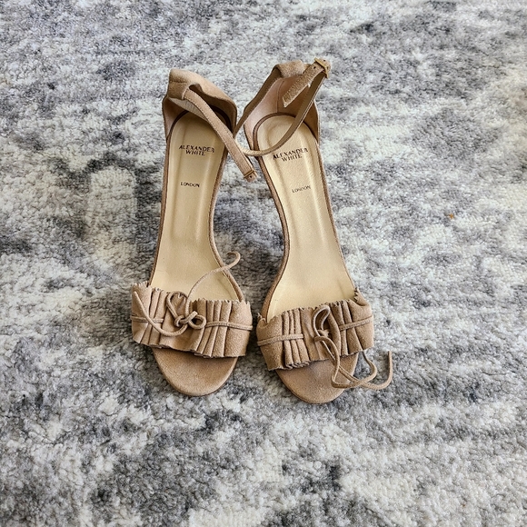 Suede Beige Strap Heels - Picture 1 of 4